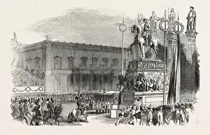 Frederick The Great Statue Drucke: Inauguration of the Statue of Frederick the Great, at Berlin, Germany, 1851 Engraving