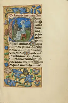 Gold Leaf Illumination Drucke: Initial G Saint Barbara Master Dresden Prayer
