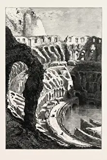 Historic Rome Architecture Drucke: INTERIOR OF THE COLISEUM, Rome and its environs, Italy, 19th century engraving