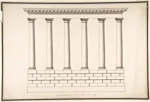 Venetian Architectural Style Drucke: Ionic Colonnade 6 Columns Rusticated Base 1688-1782
