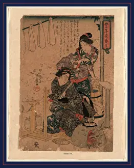 Ich habe es gesehen und ziehe den Seidenfaden herunter. Utagewa Yoshihufuji *1830*