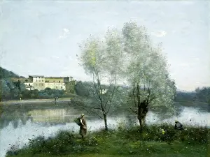 Drucke von Jean-Baptiste-Camille Corot aus Ville-d'Avray, Frankreich , geboren um 1796 - gestorben 1875; Öl auf Leinwand von etwa 1865 Impressionistische Gemälde Drucke: Jean-Baptiste-Camille Corot aus Ville-d'Avray; französischer Künstler; geboren um 1796 zu sterben 1875; Gemälde von ca