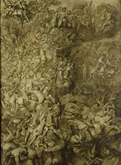 Last Judgment Art Drucke: Last Judgment Crowd crowds Christ top seated