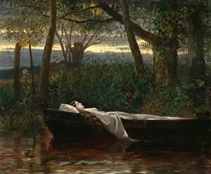 Die Lady von Shalott Unterschrieben und datiert in schwarzer Farbe, unten links: 18 WC[in Monogramm]