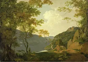 Drucke von Blick auf den See Unterschrift und Datum unten rechts: I.W. Pinxt | 1790, Joseph Wright of Derby, 1734-1797, Britischer Joseph Wright Drucke: Seen am See Untitled, signiert und datiert unten rechts: I.