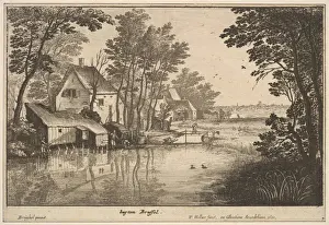 Jan Brueghel The Elder Artwork Drucke: Landscape Angler 1650 Etching third state three