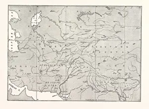 Retro Styled Maps Drucke: Map of Central Asia
