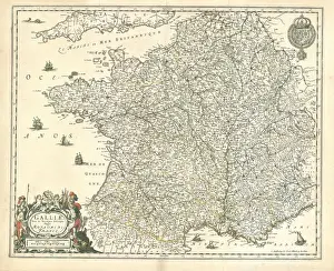 Antique Map Artwork Drucke: Map Galliae Copperplate print