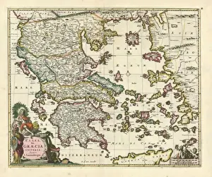 Antique Cartography Collection Drucke: Map Hellas seu Graecia universa Frederick de Wit