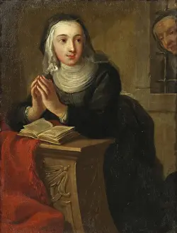 Drucke von Martin van Meytens, Kniende Nonne, Malerei, 1731, Öl auf Kupfer, 28 × 21 cm (11 × 8.2 Zoll) Porträt Drucke: Martin van Meytens Knieende Nonnenmalerei 1731