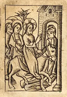 German Engraving Artist Drucke: Master of St. Erasmus (German, active c. 1450-1470), Christs Entry into Jerusalem [left]