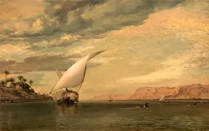 Egyptian Landscape Painting Drucke: On the Nile Signed and dated, black paint, lower left: E. W. Cooke | 1860