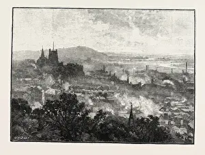 Historische Denkmäler Drucke: Nottingham aus dem Schloss, Großbritannien