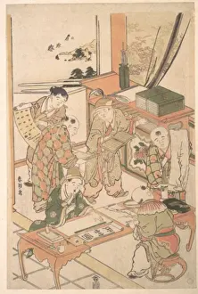 Katsushika Hokusai Masterpiece Drucke: ÕöÉÕ¡Éµø©þö╗Õø│ Chinese Boys Learning Write Paint
