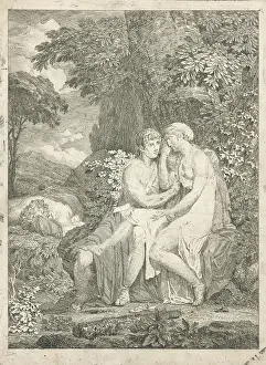Gerahmter Druck : Orpheus tröstet Eurydike, Eurydike wird von einer Schlange gebissen. Gerahmter Druck : Orpheus tröstet Eurydike, Eurydike wird von einer Schlange gebissen.
