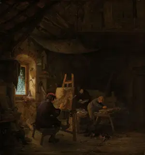 Adriaen Van Ostade Artwork Drucke: Painteras Studio Painters studio Interior