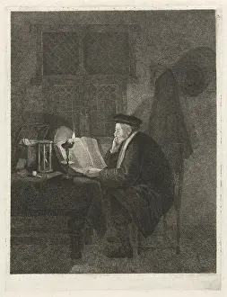 Oil Lamp Lighting Drucke: Philosopher in his study, Johannes Pieter de Frey, Quiringh Gerritsz. van Brekelenkam