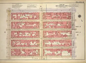 Old American Geography Maps Drucke: Plate 27, Part of Sections 3&4: Bounded by W. 42nd Street, Seventh Avenue, W. 37th Street
