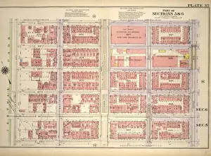 Old American Geography Maps Drucke: Plate 35, Part of Sections 5&6: Bounded by E. 100th Street, Third Avenue, E. 95th Street
