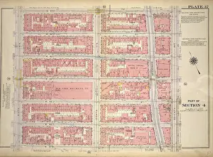 Old American Geography Maps Drucke: Plate 37, Part of Section 4: Bounded by W. 53rd Street, Seventh Avenue, W. 47th Street