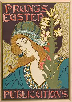 Vintage American Art Prints Drucke: Prang Publications Easter 1895 Lithograph Sheet