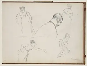 19th Century Artworks Drucke: Five Rapid Sketches
