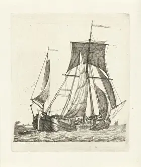 Antique Sailing Vessels Drucke: A sailing ship sloop waves Different ships series E
