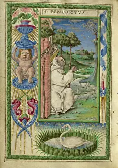 Late 15th Century Masterpiece Drucke: Saint Benedict in Prayer