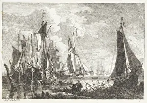 Sailboat Silhouette Drucke: Seaport, C. Schultz, 1832
