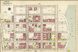 Vintage USA Geography Maps Drucke: Part of Section 8: Plate 175