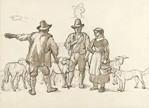 Schäfer Schäferin Gespräch Zeichnungsgruppe