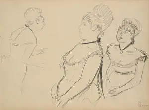 19th Century French Artwork Drucke: Three Sketches