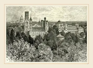 American Historical Sites Drucke: The Smithsonian Institution at Washington, USA 19th Century
