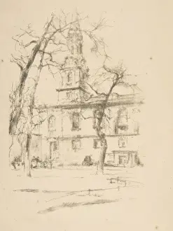 American Impressionism Artists Drucke: St Giles Fields 1896 Transfer lithograph stumping