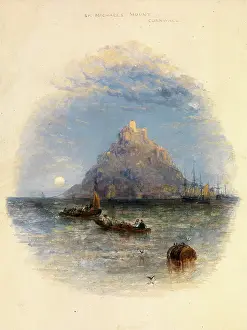 Cornish Coastal Scenes Drucke: St. Michaels Mount, Cornwall, Thomas Creswick, 1811-1869, British