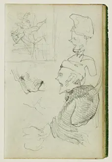 Early 19th Century Artworks Drucke: Studies Lion Compositional Group Figure Study
