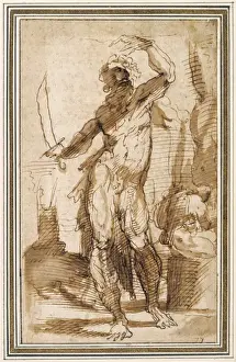 15th Century Italian Art Drucke: Study for the Figure of Abraham