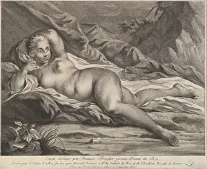 Reclining Female Figures In Art Drucke: Study Reclining Nude Etching Engraving sheet