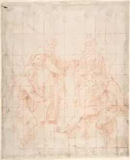 Studie Vier Heilige 1525-34 Rotkohlestift quadriert.