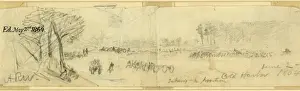 American Artist 19th Century Drucke: Taking up position, Cold Harbor, June 2, 1864, drawing, 1862-1865, by Alfred R Waud