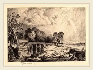 Thomas Moran Paintings Drucke: Thomas Moran, A Rustic Bridge, American, 1837-1926, 1879, etching