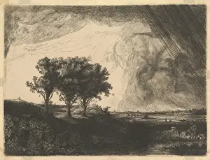 Rembrandt Etchings Drucke: Three Trees Rembrandt 1758 Etching second state