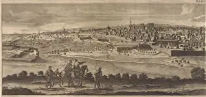 Jerusalem City View Drucke: View of Jerusalem (left panel), Jan Luyken, Pieter Schenk (I), Cornelis de Bruyn, 1698