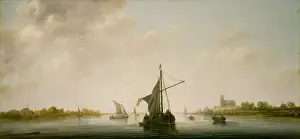 Aelbert Cuyp Paintings Drucke: A View of the Ms at Dordrecht