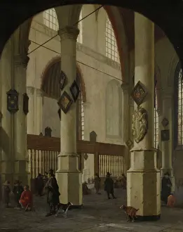 Museum Quality Artwork For Sale Drucke: View of the Oude Kerk in Delft, The Netherlands, Hendrick Cornelisz. van Vliet, 1654