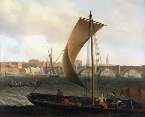 Oil On Canvas Cityscape Drucke: View on the Thames with Westminster Bridge, Samuel Scott, ca. 1702-1772, British