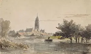 Ansicht der Stadt über den Fluss Adrianus Eversen 1828