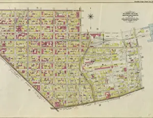 Old American Geography Maps Drucke: Part of Wards 16 & 18. Land Map Section, No