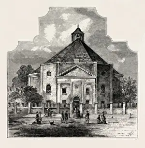 Georgian Era Architecture UK Drucke: WHITEFIELDs TABERNACLE, 1820. London, UK, 19th century engraving