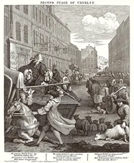 William Hogarth Drucke: Wiliam Hoggart (Englisch, 1697-1764), Die zweite Stufe der Grausamkeit , 1751., Radierung